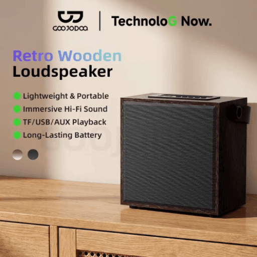 120. Speaker Bluetooth Goojodoq Wooden Classic