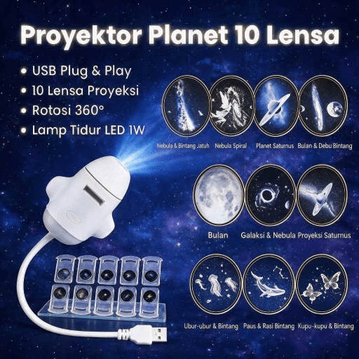 189. Lampu Proyektor Planet 10 Lensa